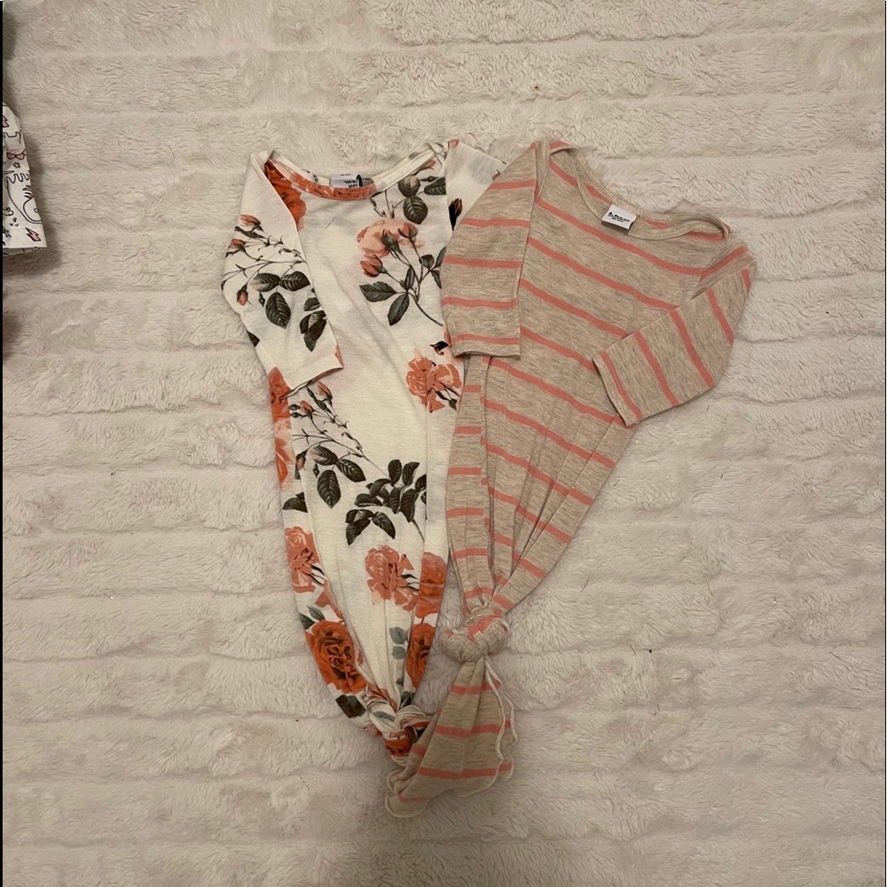 Little Miss Dessa set of 2 Infant Knotted Gowns